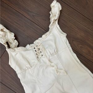 SOLD Urban Outfitters Cream Ruffle Strap mini dress